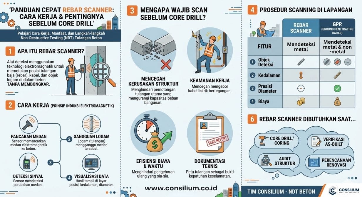 Rebar Scanner untuk Verifikasi Tulangan Bangunan Existing Sebelum Renovasi